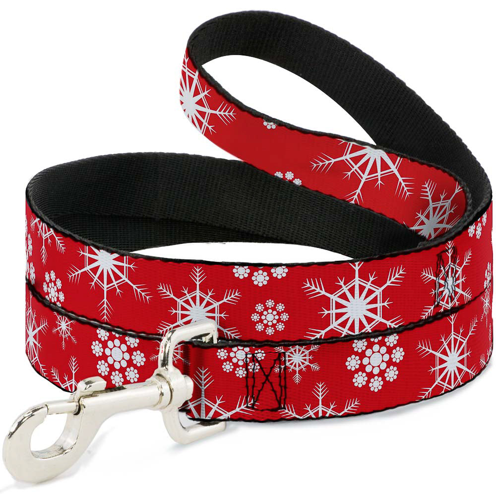 Dog Leash - Snowflakes Red/White Dog Leashes Buckle-Down