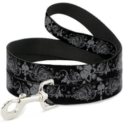 Dog Leash - Skull & Dagger w/Filigree Black/Gray Dog Leashes Buckle-Down