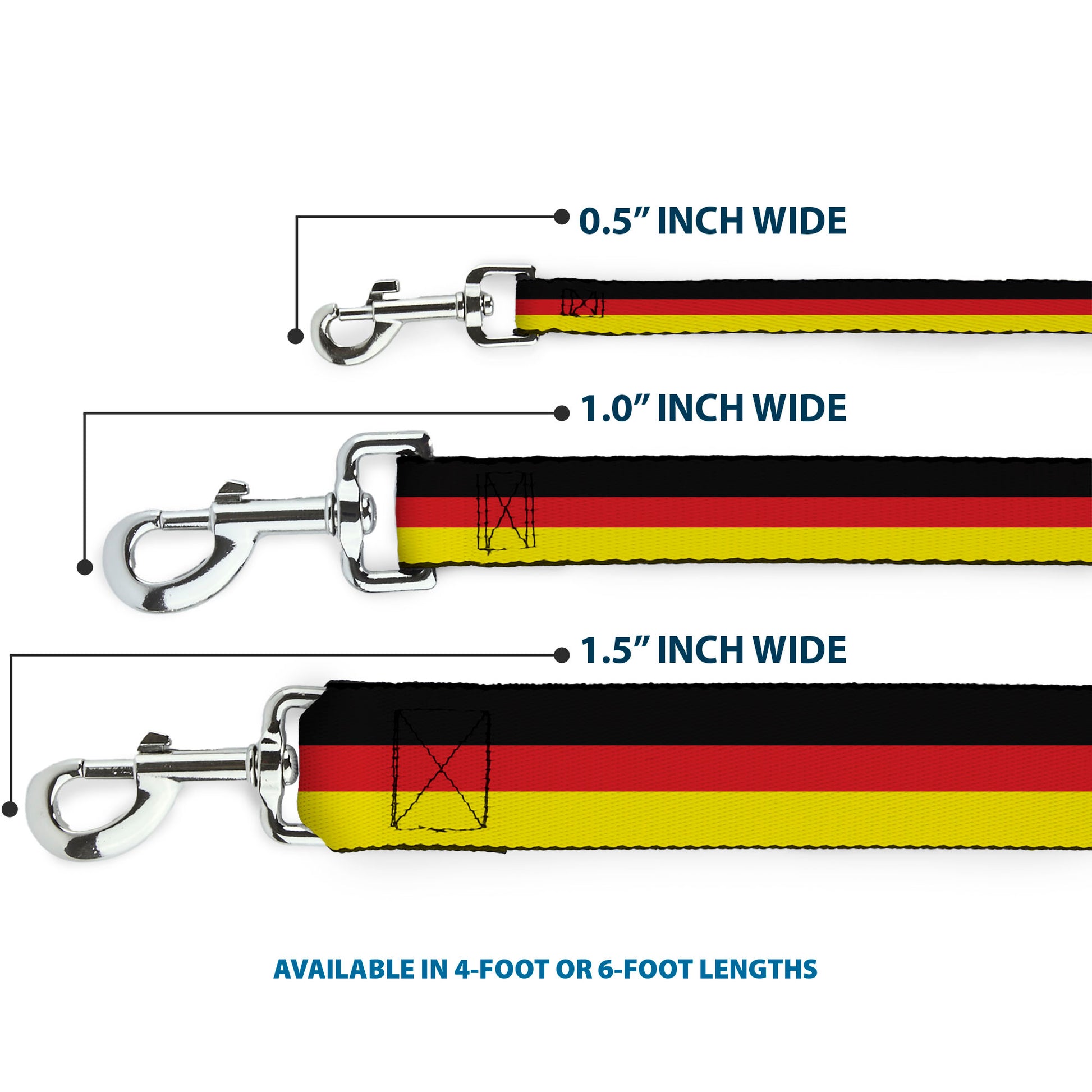 Dog Leash - Stripes Black/Red/Yellow Dog Leashes Buckle-Down