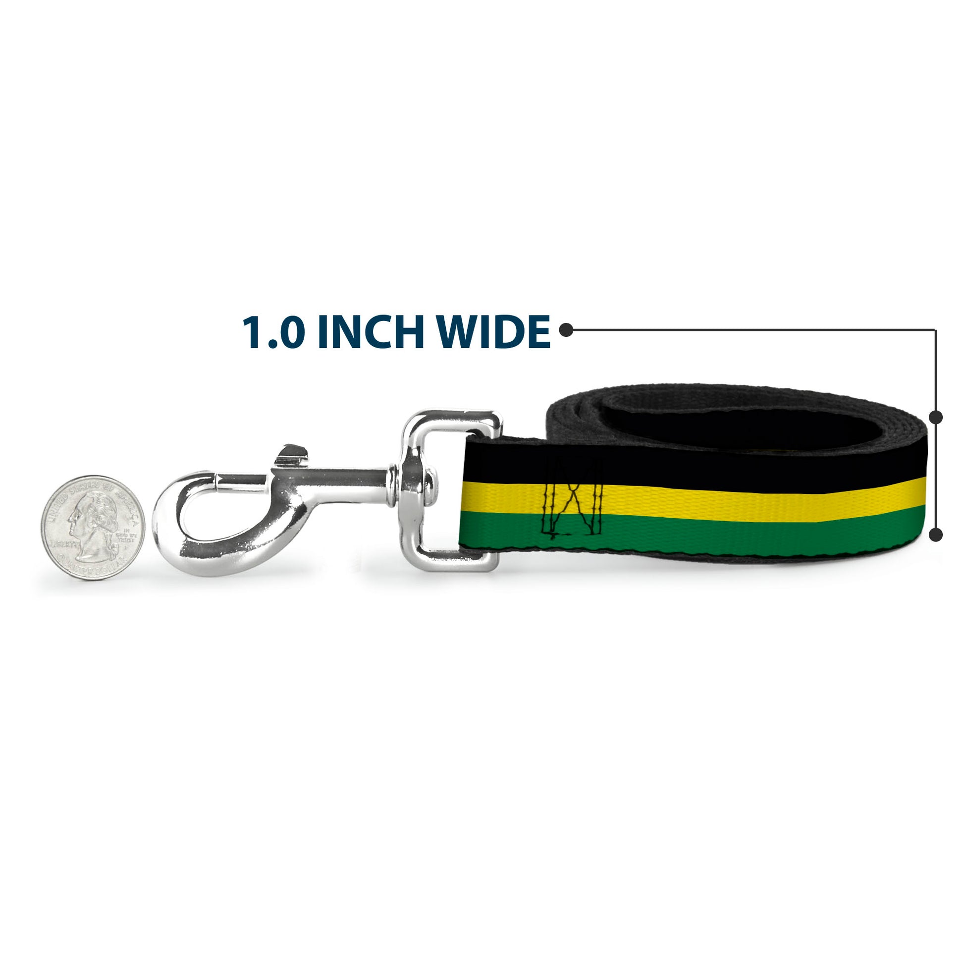 Dog Leash - Stripes Black/Yellow/Green Dog Leashes Buckle-Down