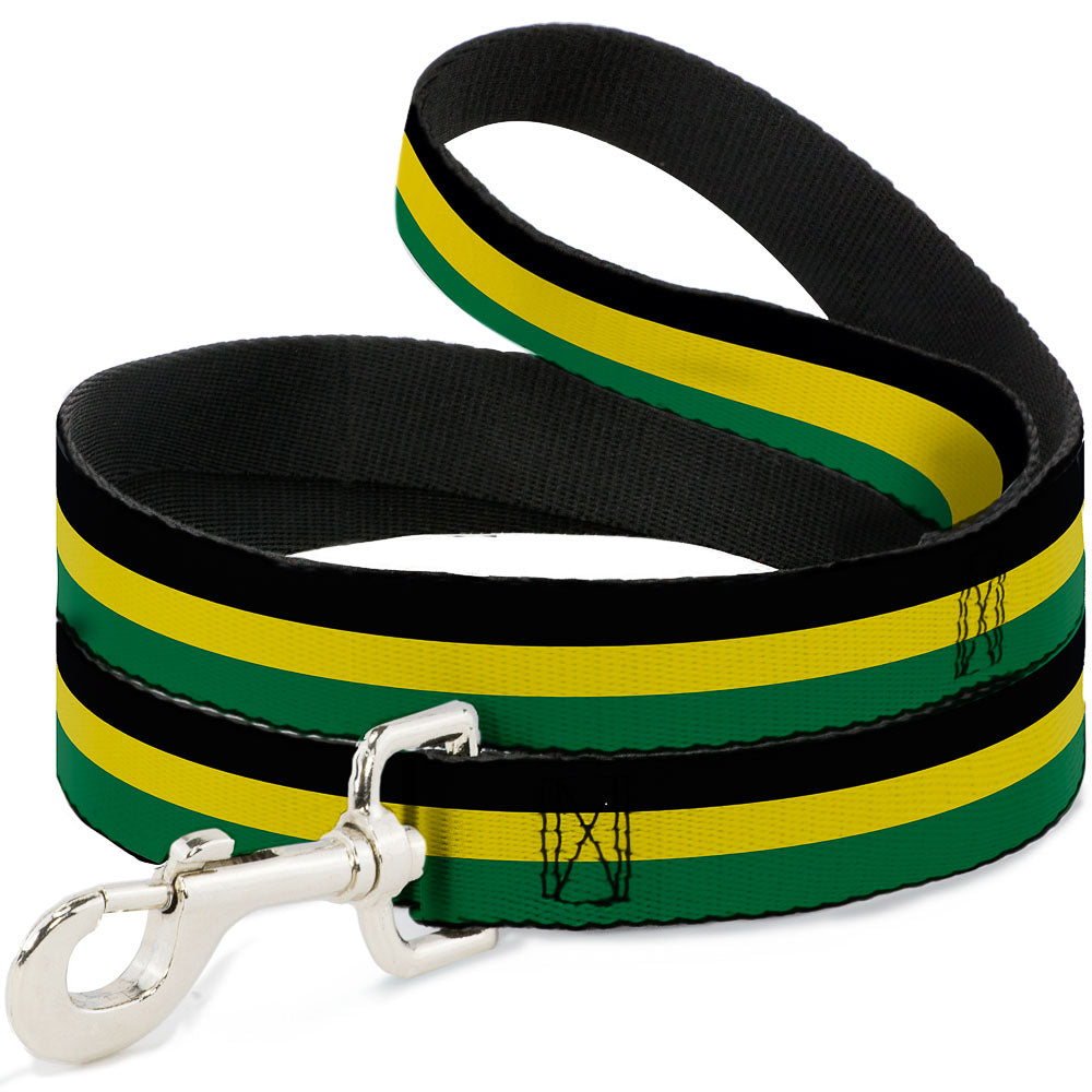 Dog Leash - Stripes Black/Yellow/Green Dog Leashes Buckle-Down