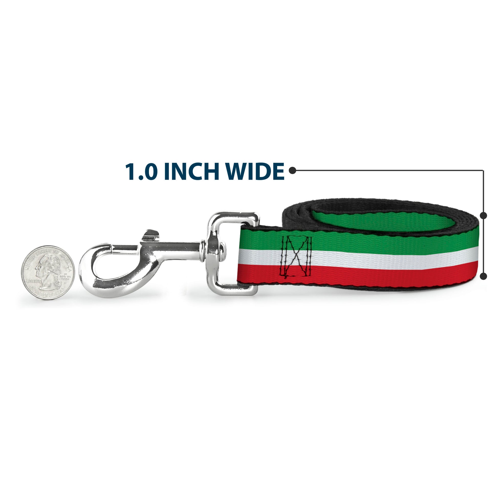 Dog Leash - Stripes Green/White/Red Dog Leashes Buckle-Down