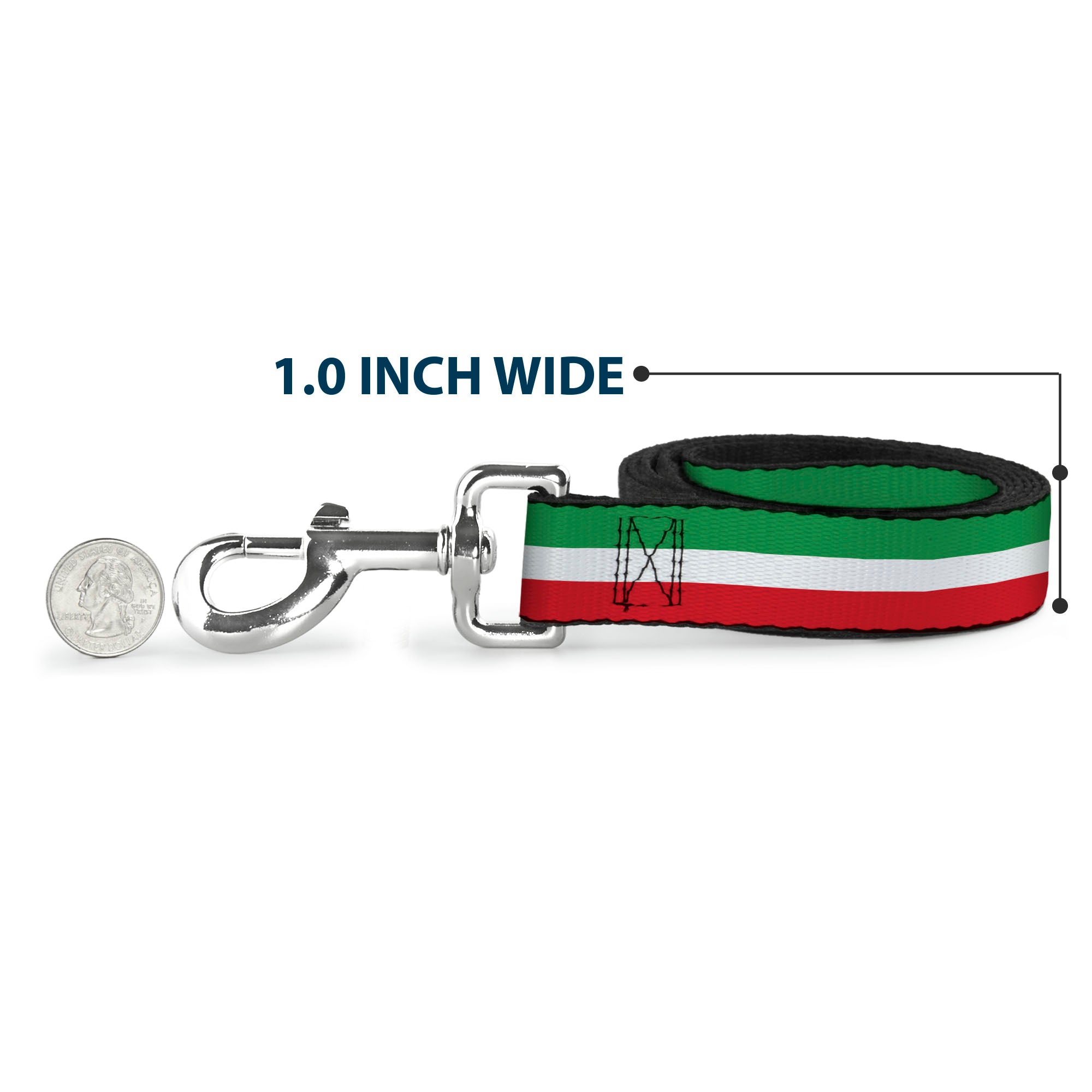 Dog Leash - Stripes Green/White/Red Dog Leashes Buckle-Down
