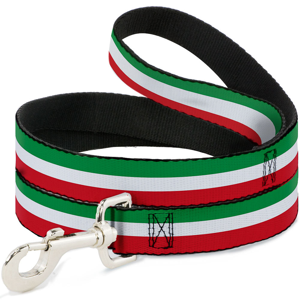 Dog Leash - Stripes Green/White/Red Dog Leashes Buckle-Down