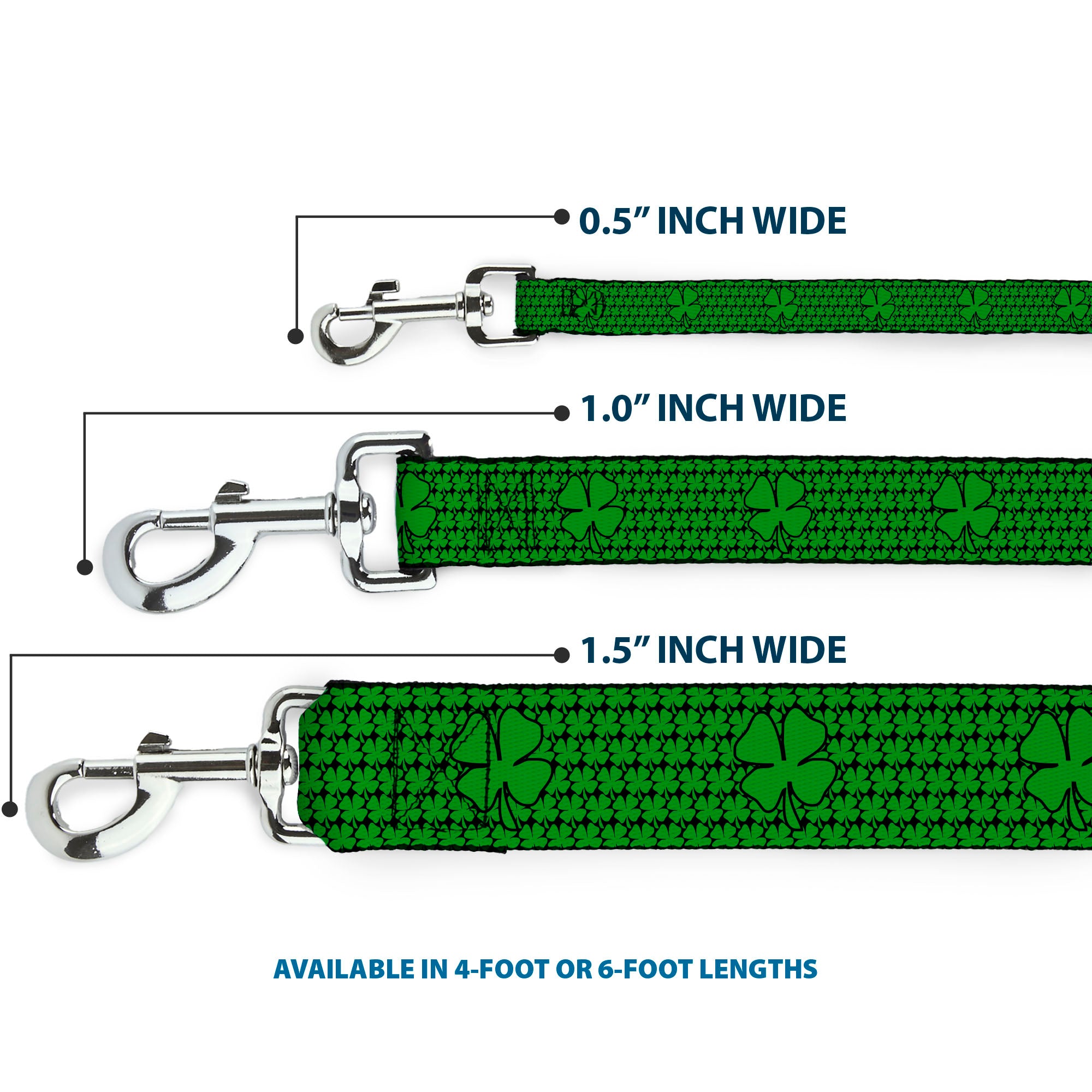 Dog Leash - St. Pat's Clovers/Green Dog Leashes Buckle-Down