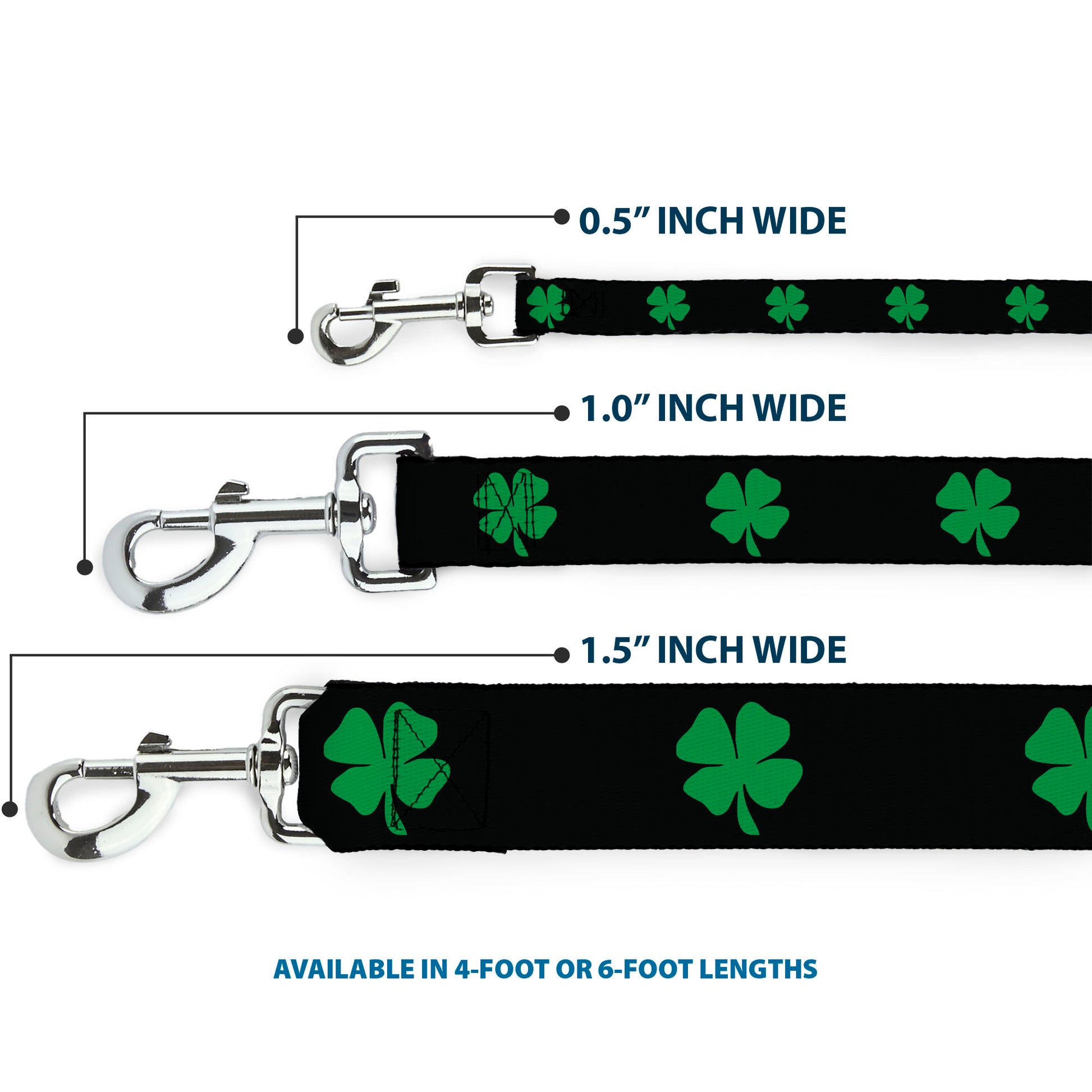Dog Leash - St. Pat's Black/Green Dog Leashes Buckle-Down