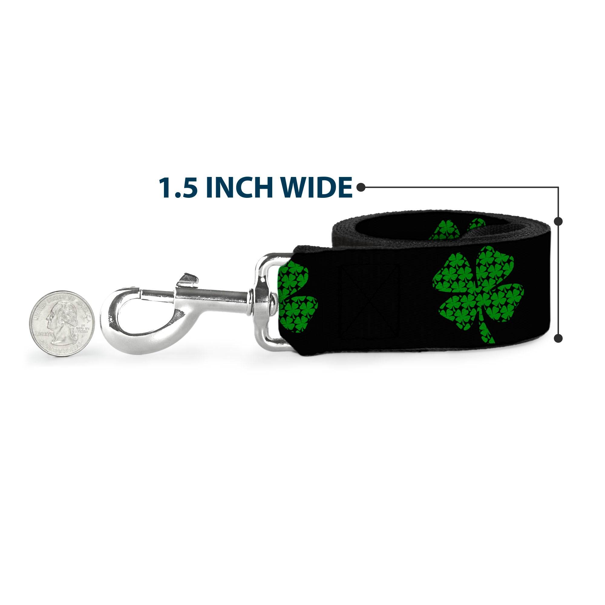Dog Leash - St. Pat's Black/Clovers Dog Leashes Buckle-Down