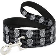 Dog Leash - Skull Candy Black/Gray/White Dog Leashes Buckle-Down