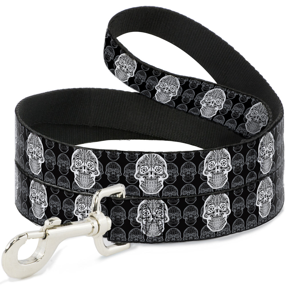 Dog Leash - Skull Candy Black/Gray/White Dog Leashes Buckle-Down