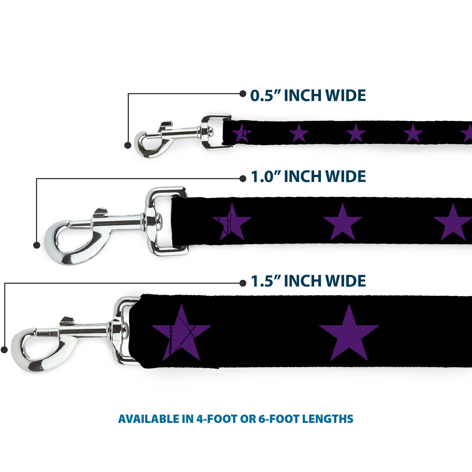 Dog Leash - Star Black/Purple Dog Leashes Buckle-Down