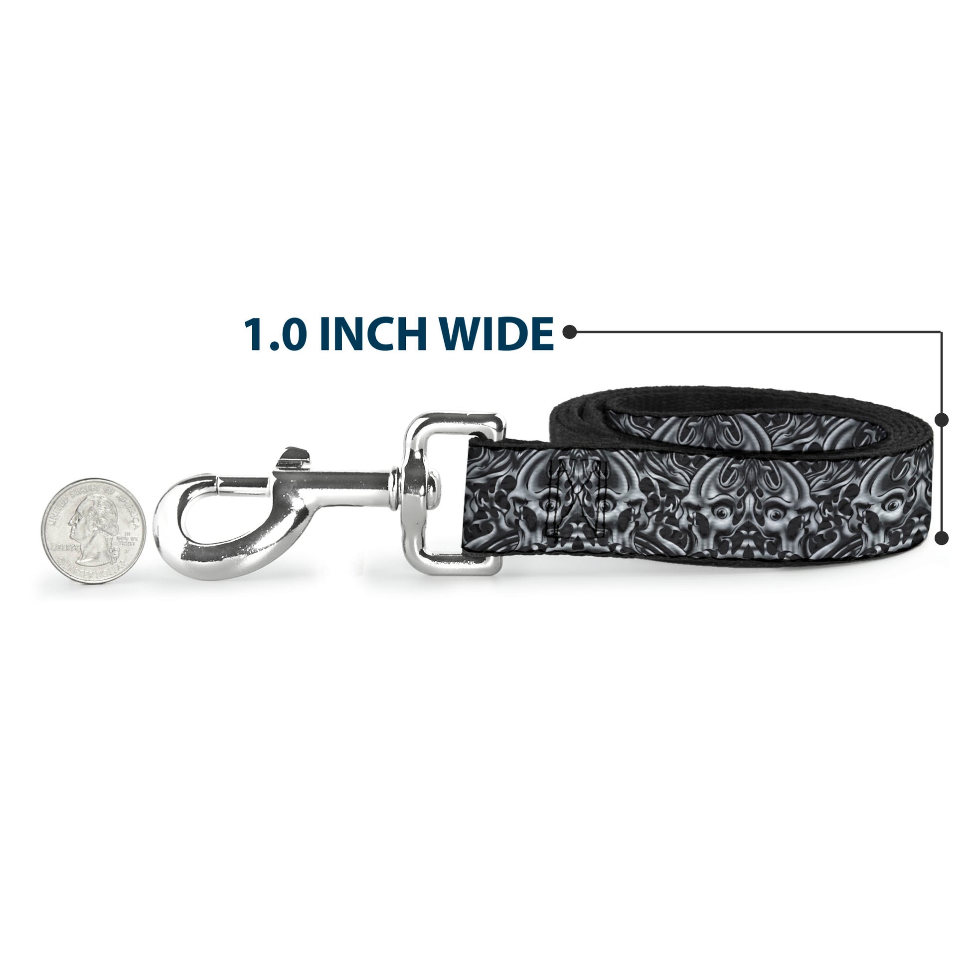 Dog Leash - Sleeve Skulls Black/Gray Dog Leashes Buckle-Down