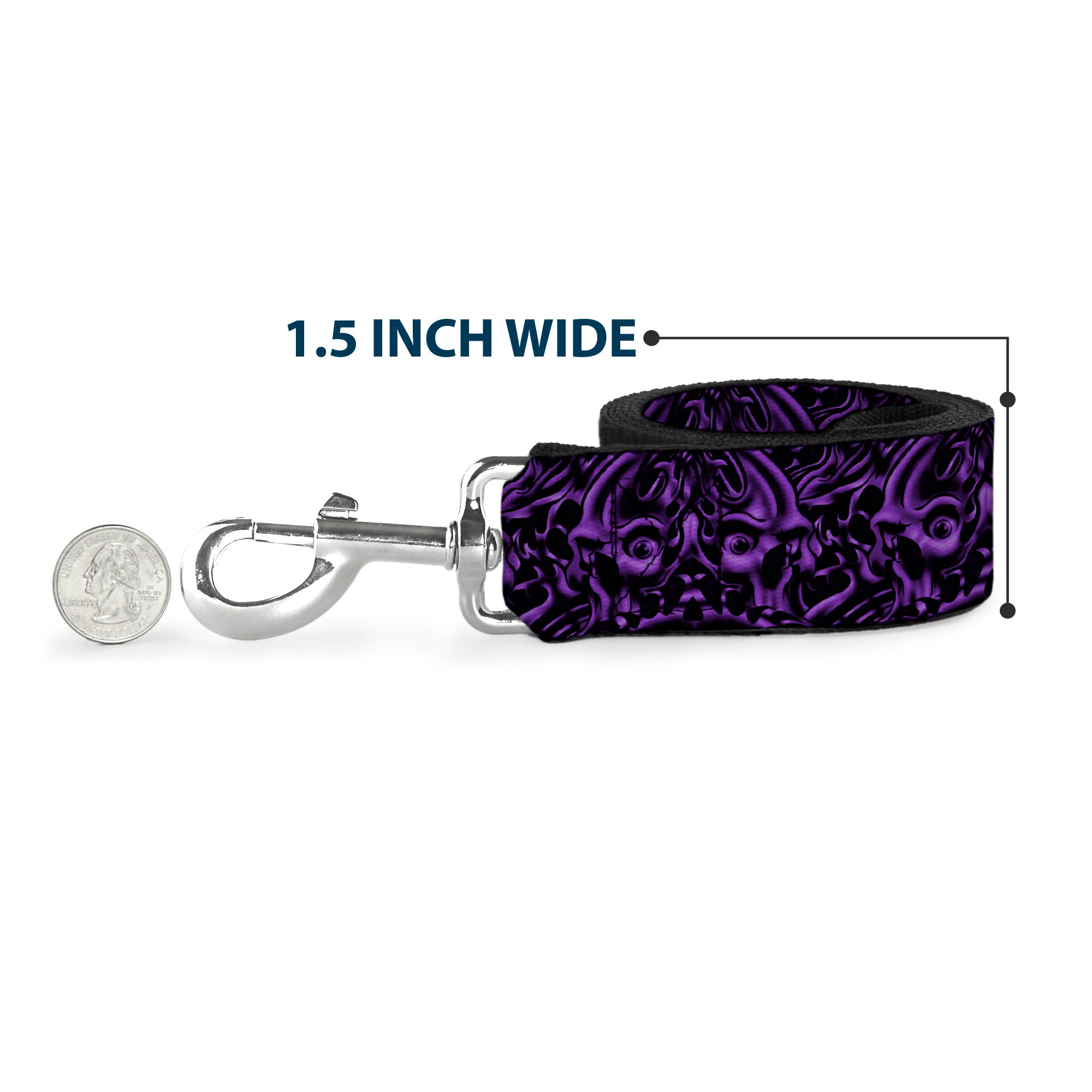 Dog Leash - Sleeve Skulls Black/Purple Dog Leashes Buckle-Down