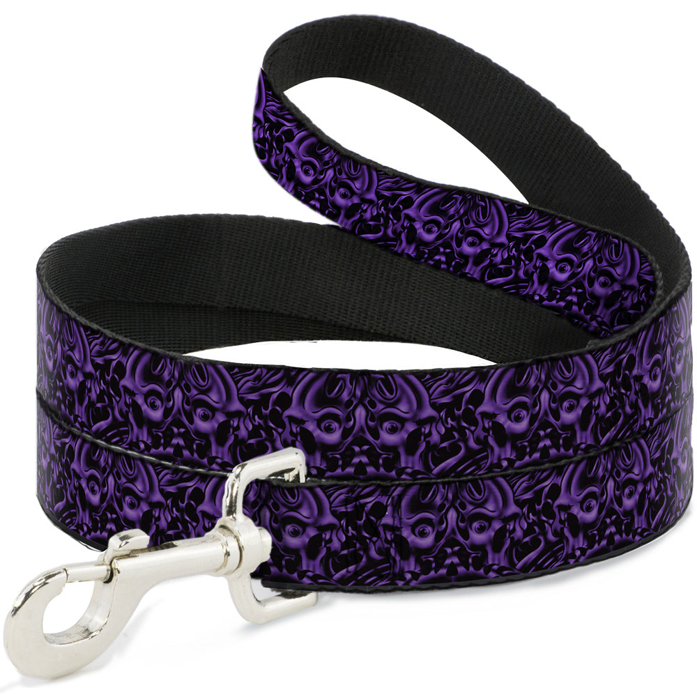 Dog Leash - Sleeve Skulls Black/Purple Dog Leashes Buckle-Down