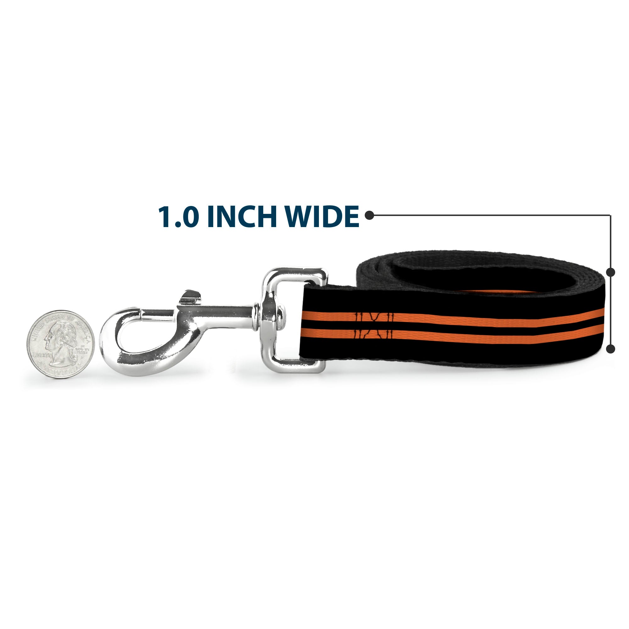 Dog Leash - Stripe Black/Orange Dog Leashes Buckle-Down