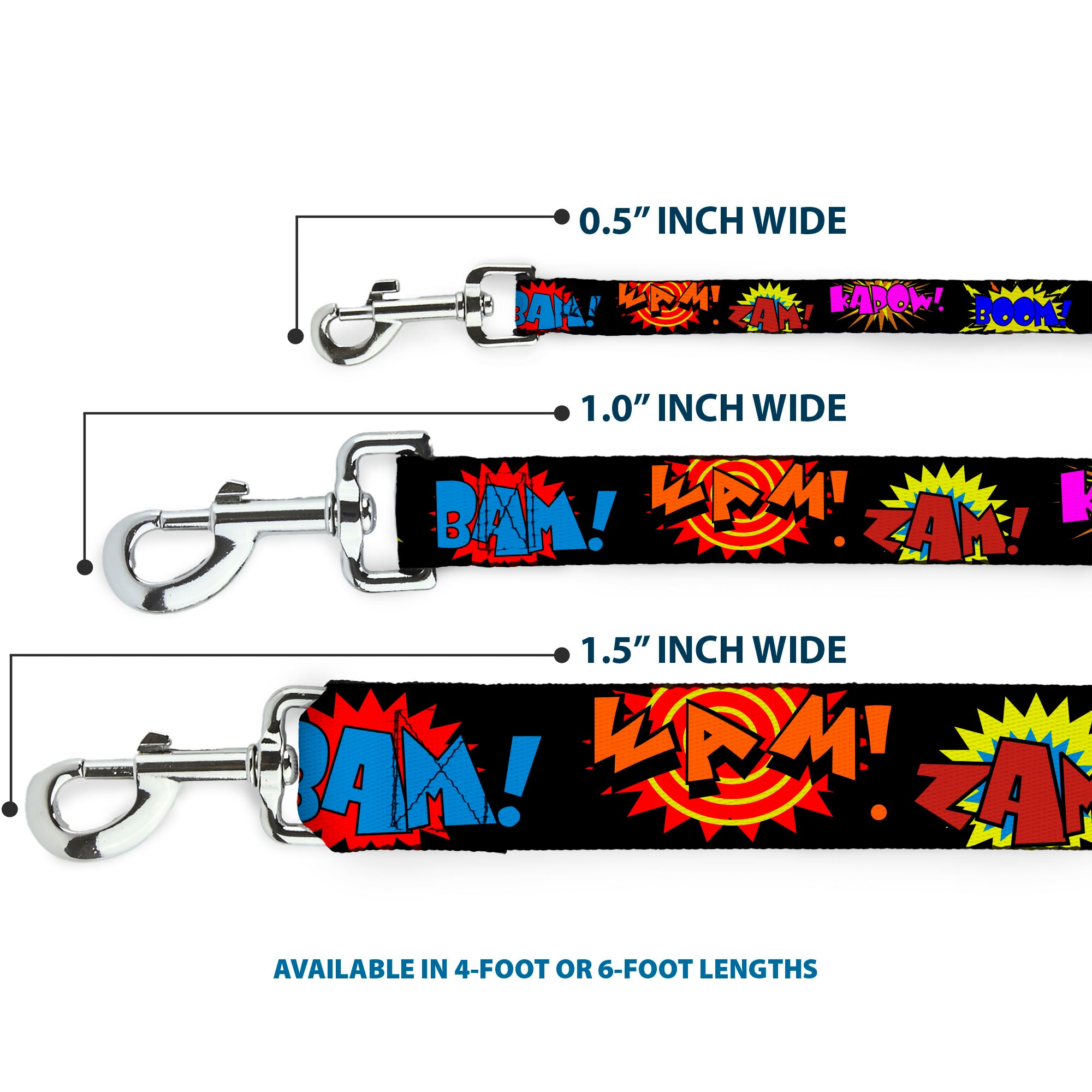 Dog Leash - Sound Effects Black/Multi Color Dog Leashes Buckle-Down