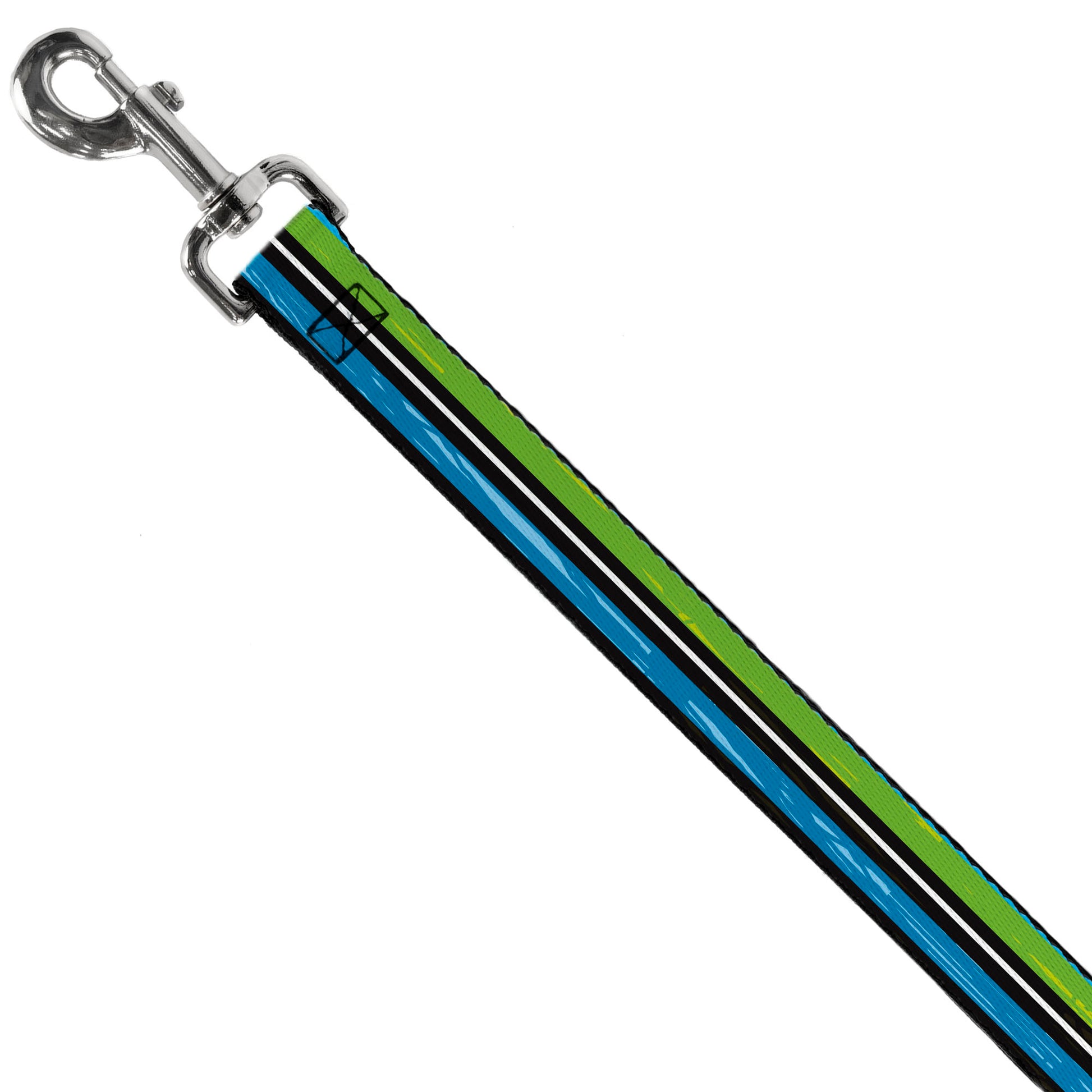 Dog Leash - Scribble Stripes Blue/Green/White Dog Leashes Buckle-Down