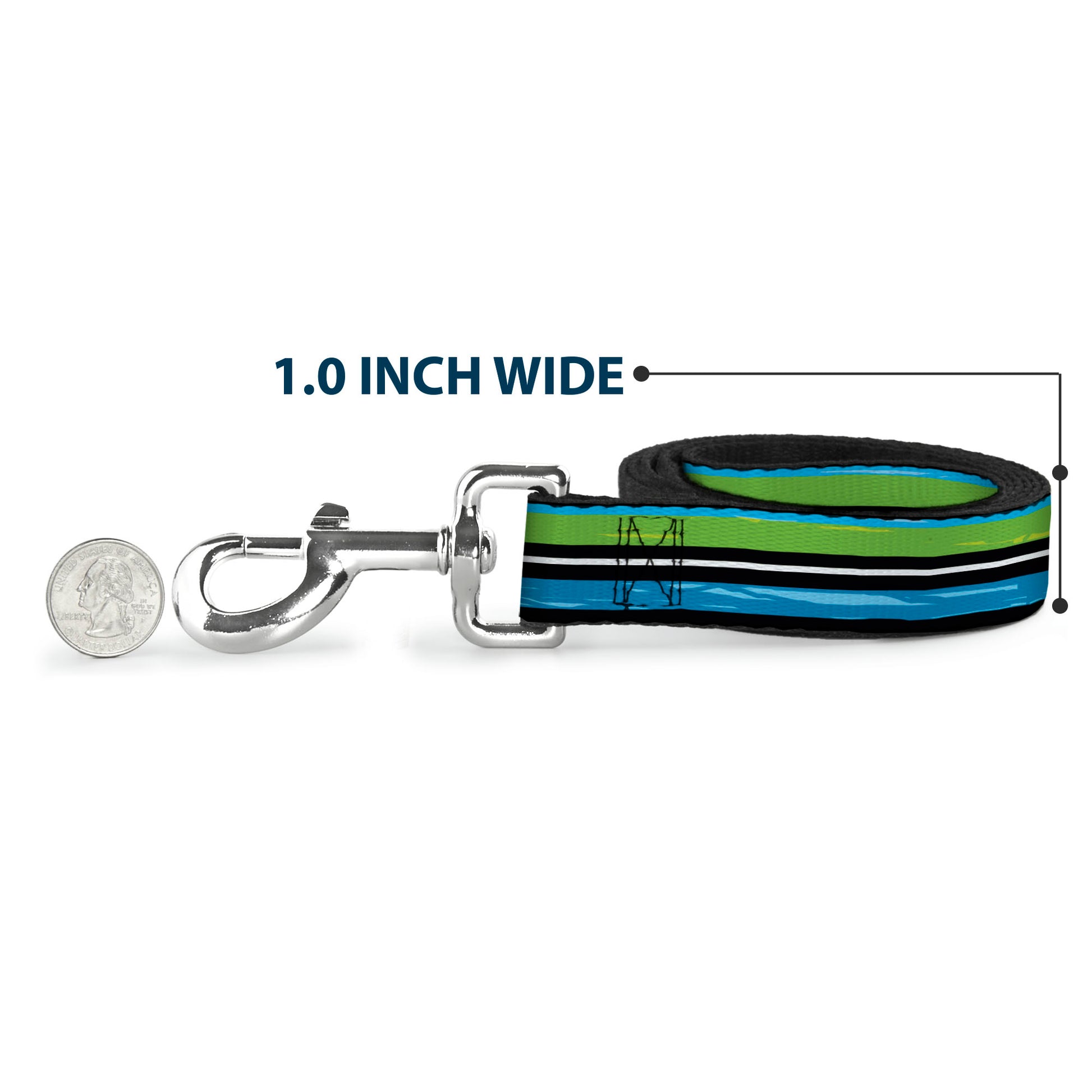 Dog Leash - Scribble Stripes Blue/Green/White Dog Leashes Buckle-Down