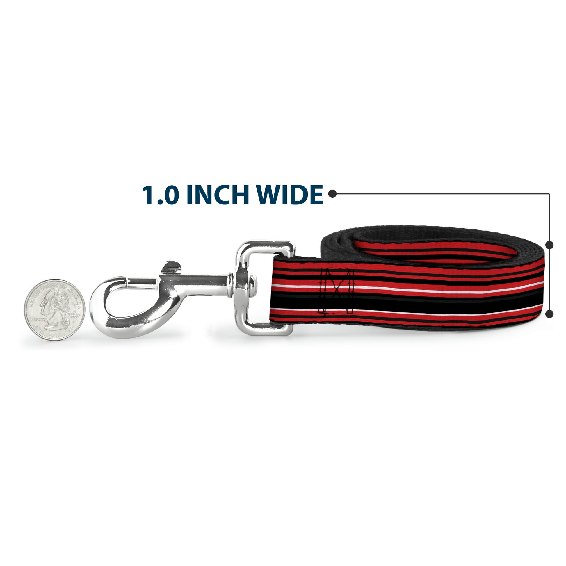 Dog Leash - Stripes Red/Black/White Dog Leashes Buckle-Down