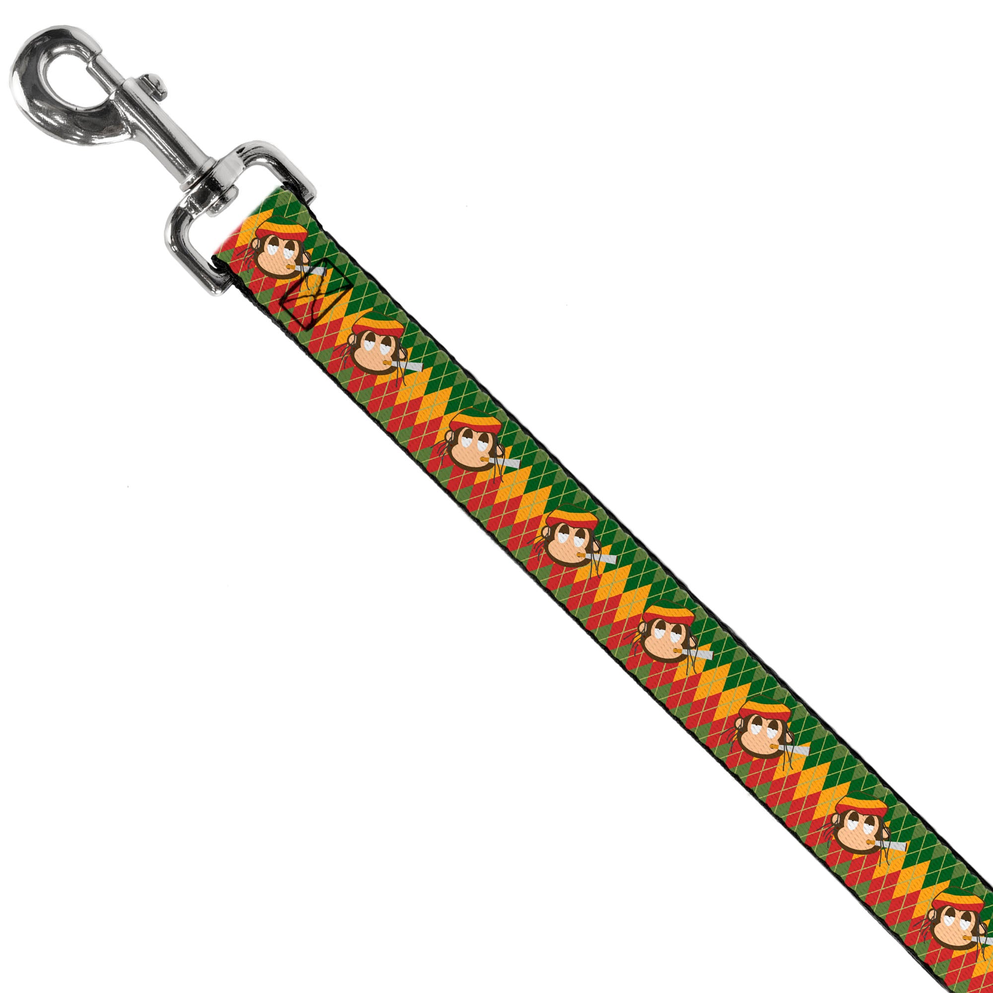 Dog Leash - Smoking Monkey Repeat Argyle Rasta Dog Leashes Buckle-Down