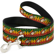 Dog Leash - Smoking Monkey Repeat Argyle Rasta Dog Leashes Buckle-Down