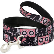 Dog Leash - Sugar Skulls Gray/Pink Dog Leashes Buckle-Down