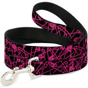 Dog Leash - Safety Pins Black/Fuchsia Dog Leashes Buckle-Down
