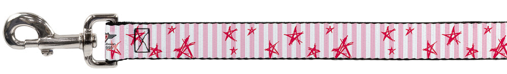Dog Leash - Sketch Stars w/Stripes Pink/White/Fuchsia Dog Leashes Buckle-Down