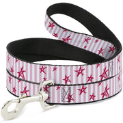 Dog Leash - Sketch Stars w/Stripes Pink/White/Fuchsia Dog Leashes Buckle-Down