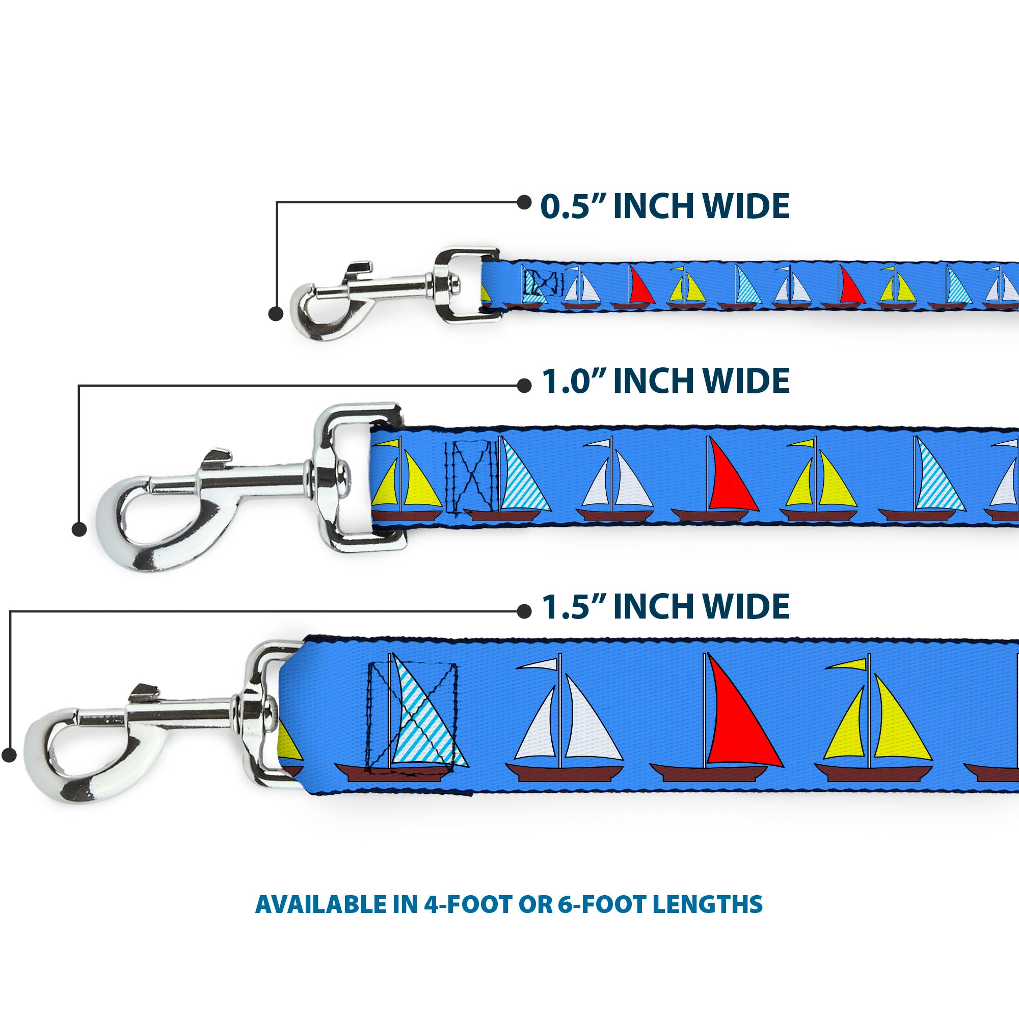 Dog Leash - Sailboats Blue Dog Leashes Buckle-Down