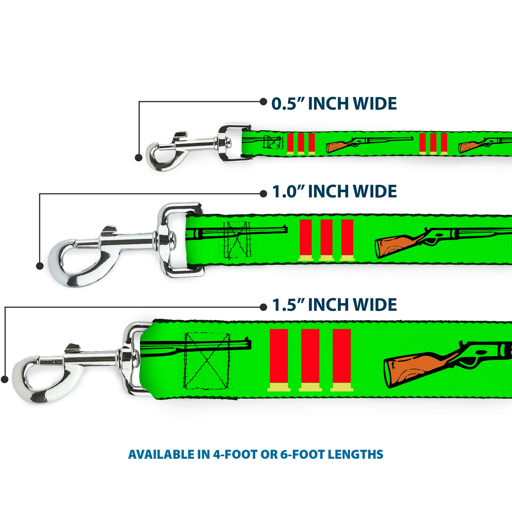 Buckle-Down Dog Leash - Shotgun & Shells Green Dog Leashes Buckle-Down