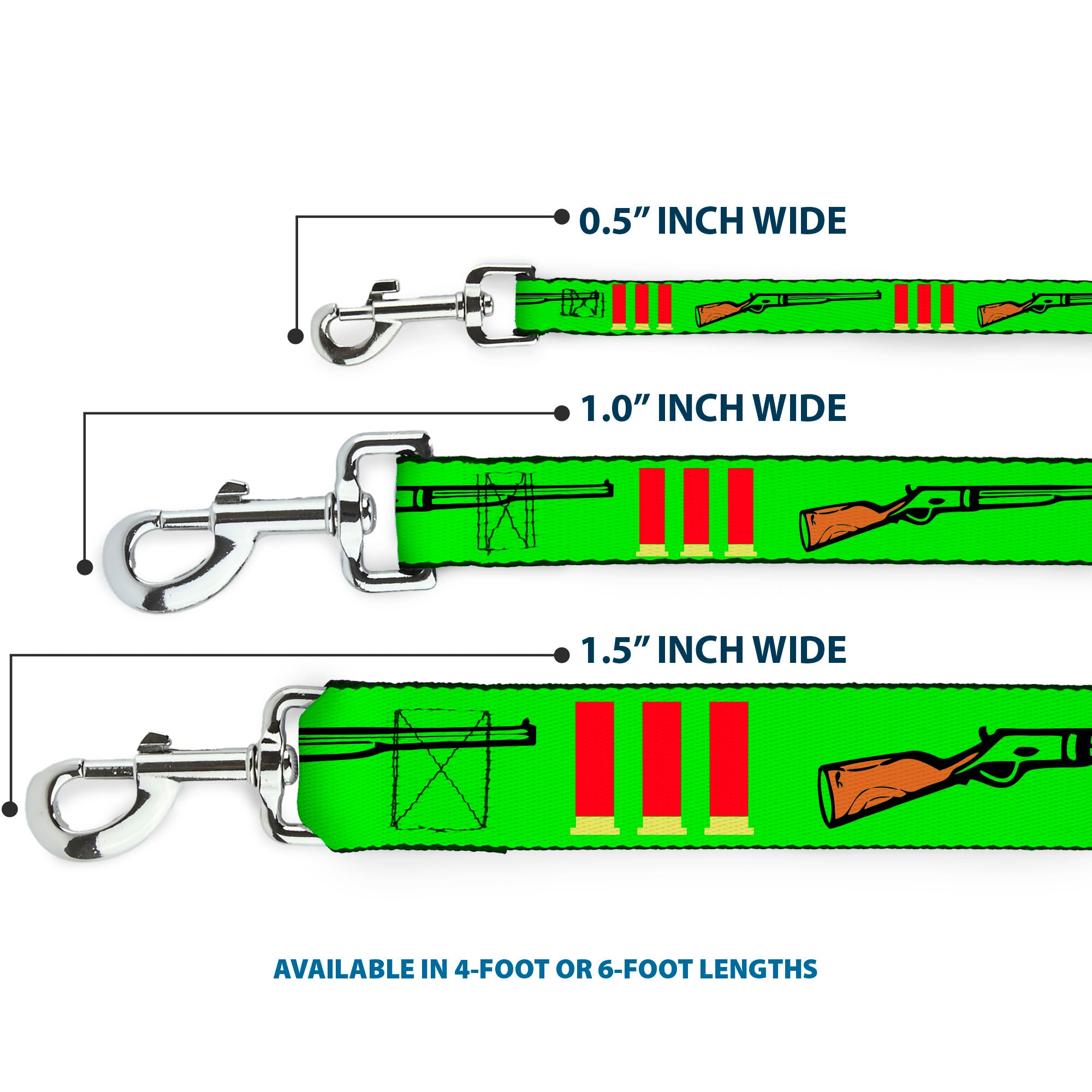 Buckle-Down Dog Leash - Shotgun & Shells Green Dog Leashes Buckle-Down