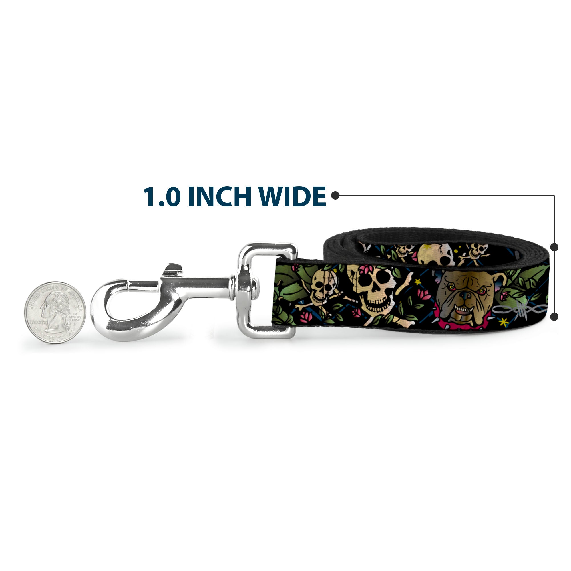 Dog Leash - Trust No One CLOSE-UP Black Dog Leashes Buckle-Down