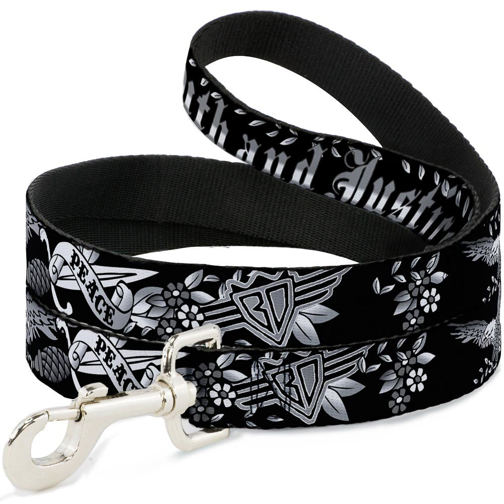 Dog Leash - Truth and Justice Black/White Dog Leashes Buckle-Down