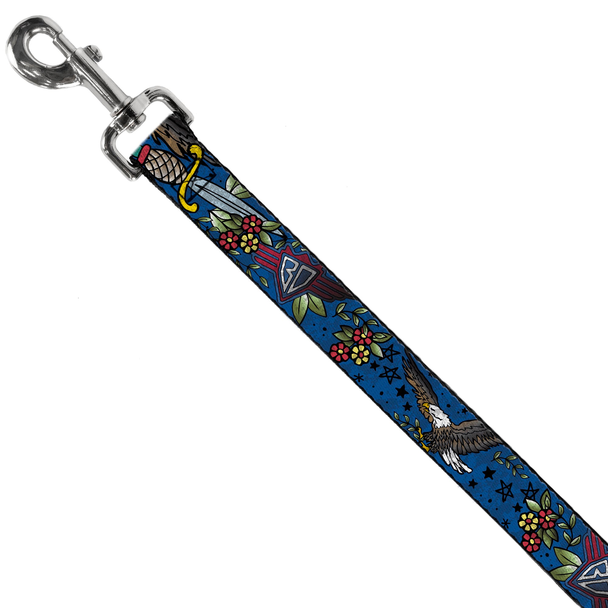 Dog Leash - Truth and Justice CLOSE-UP Blue Dog Leashes Buckle-Down