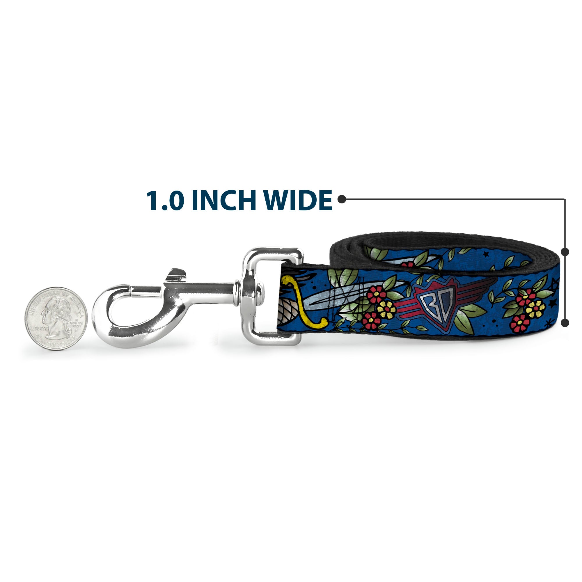 Dog Leash - Truth and Justice CLOSE-UP Blue Dog Leashes Buckle-Down