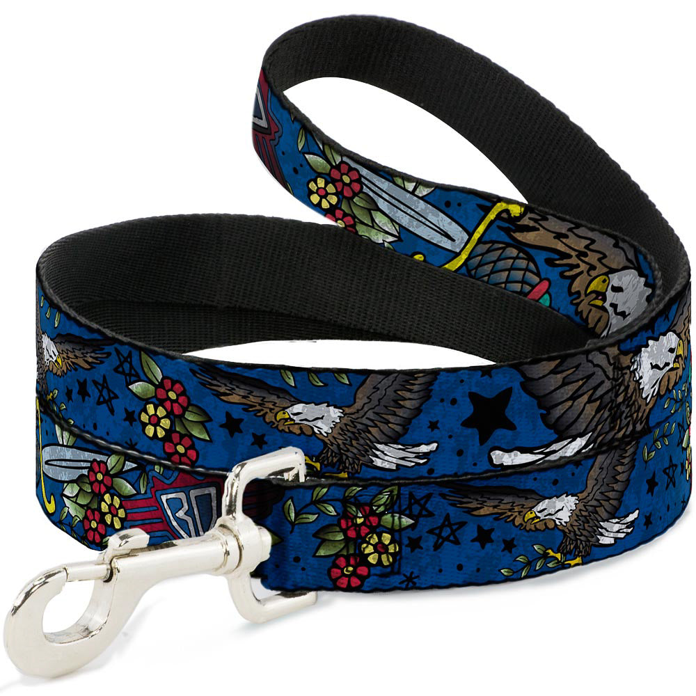 Dog Leash - Truth and Justice CLOSE-UP Blue Dog Leashes Buckle-Down