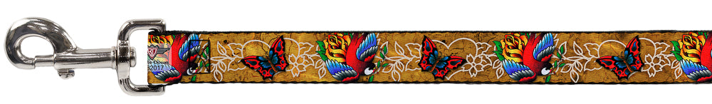 Dog Leash - TJ-Bird & Rose Dog Leashes Tattoo Johnny