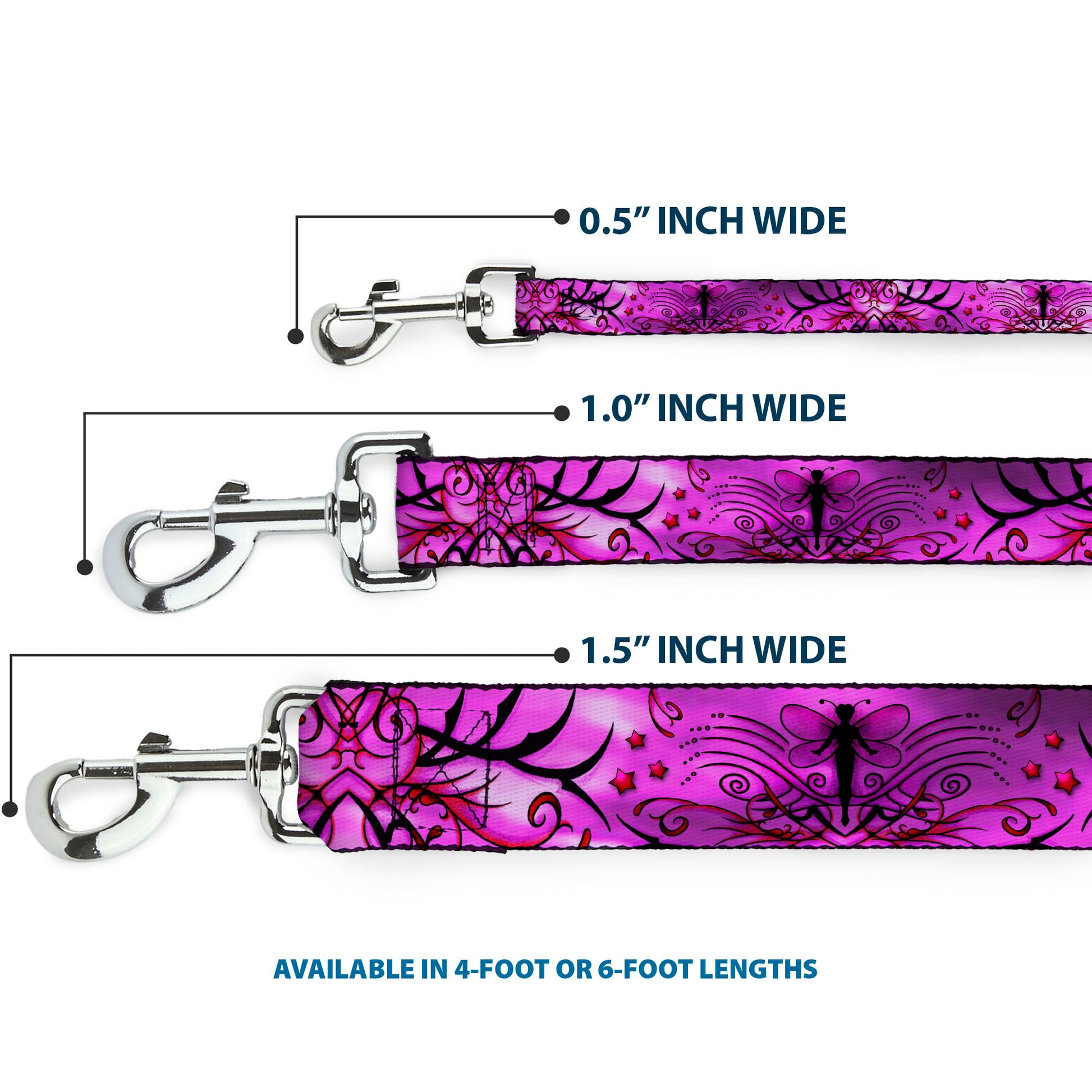 Dog Leash - TJ-Fairy Pink Swirl Dog Leashes Tattoo Johnny