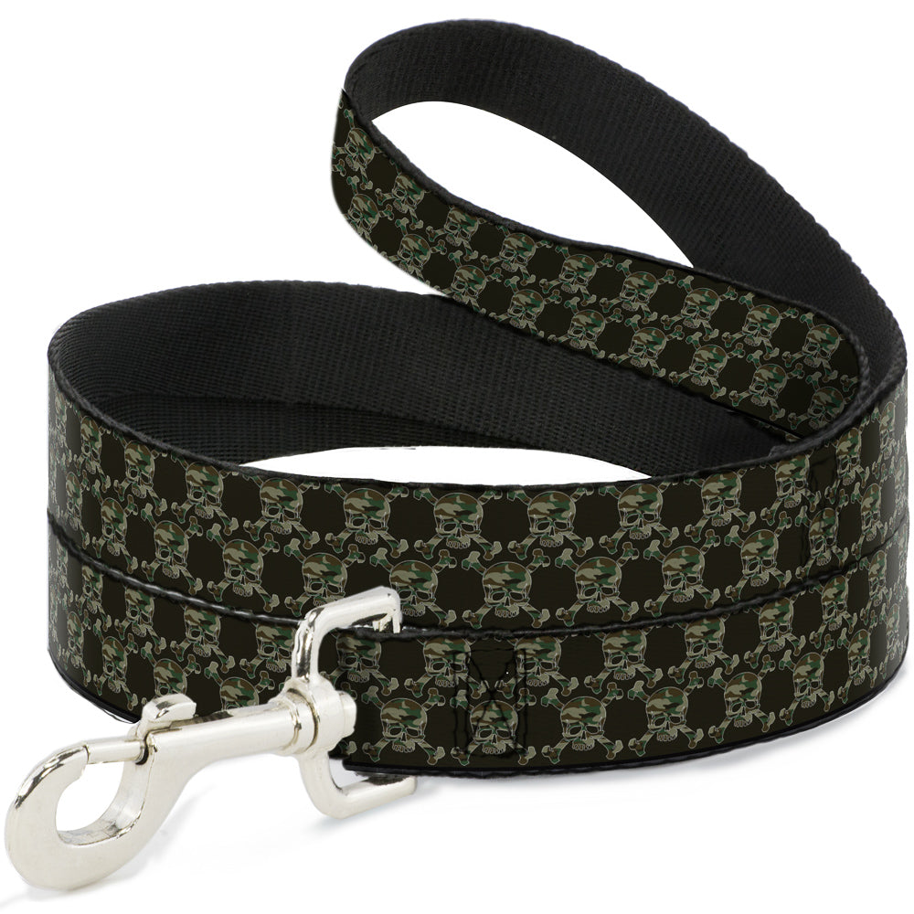 Dog Leash - Top Skulls Black/Camo Olive Dog Leashes Buckle-Down