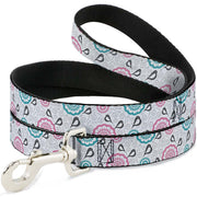 Dog Leash - Bird Tapestry White/Gray/Turquoise/Pink Dog Leashes Buckle-Down