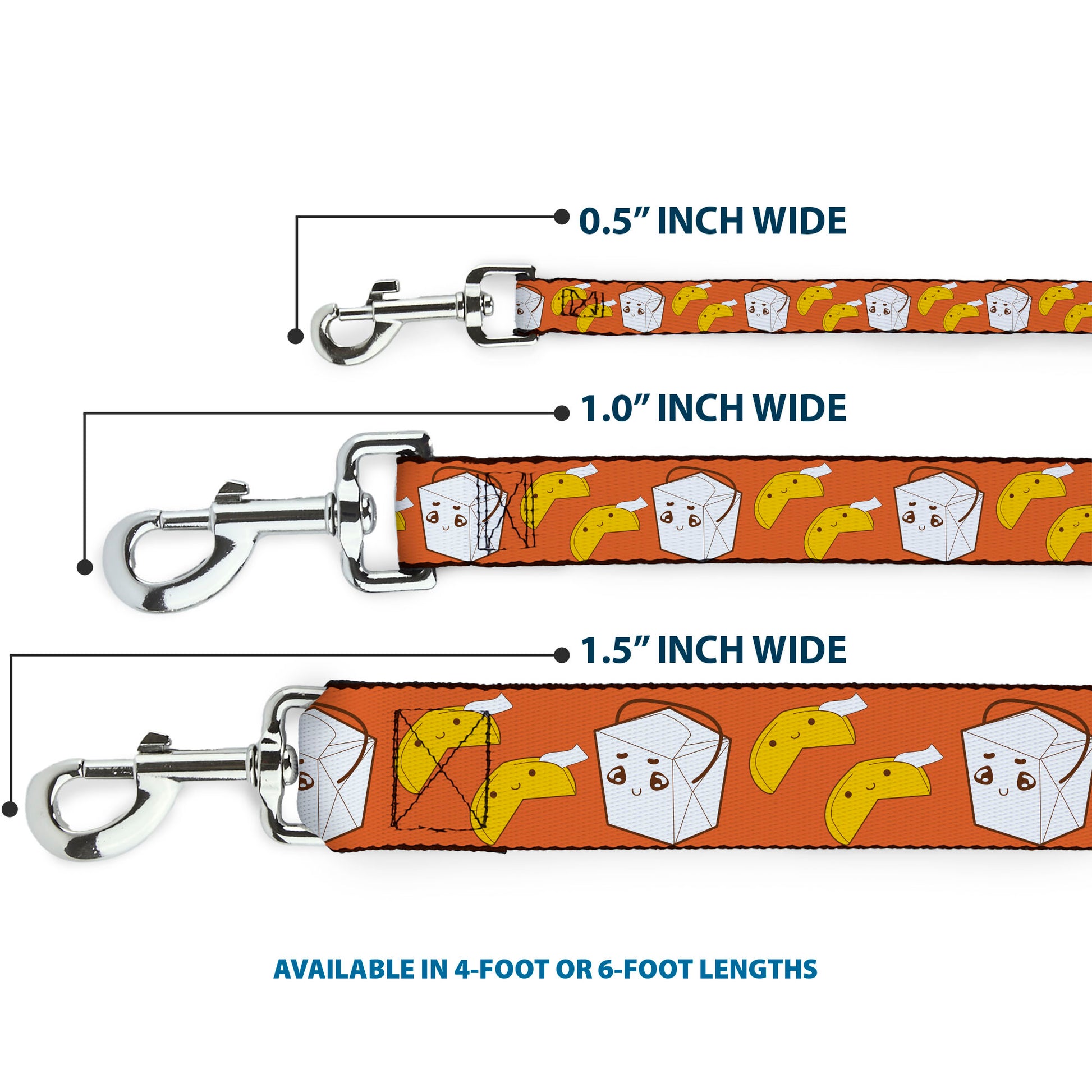 Dog Leash - Take Out/Fortune Cookies Orange Dog Leashes Buckle-Down