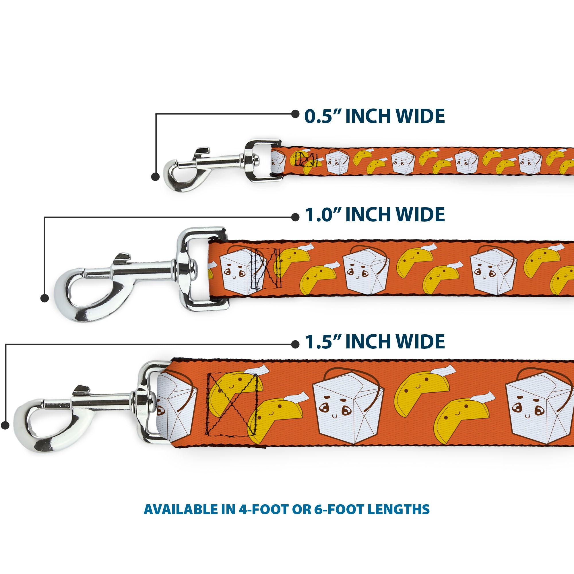 Dog Leash - Take Out/Fortune Cookies Orange Dog Leashes Buckle-Down
