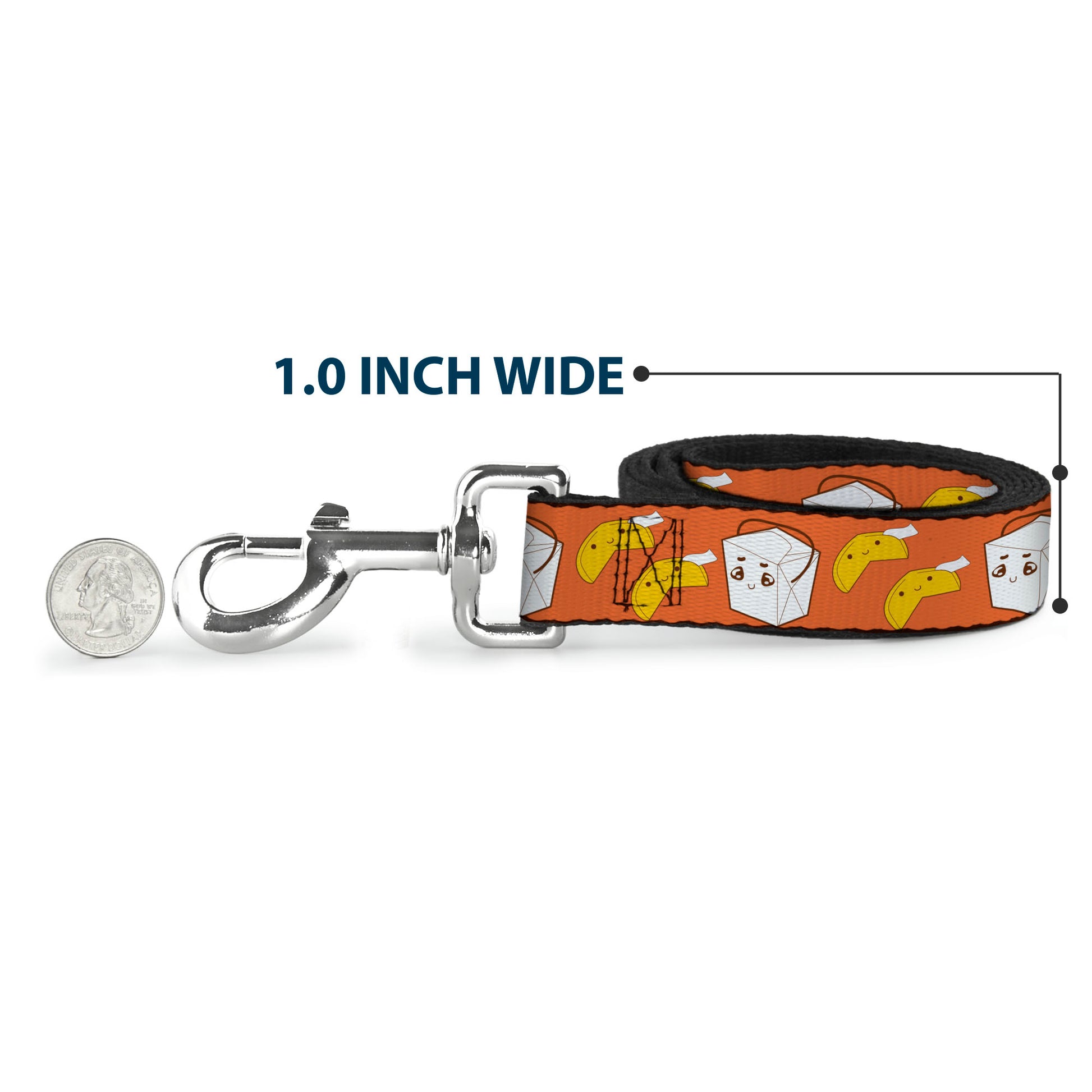 Dog Leash - Take Out/Fortune Cookies Orange Dog Leashes Buckle-Down