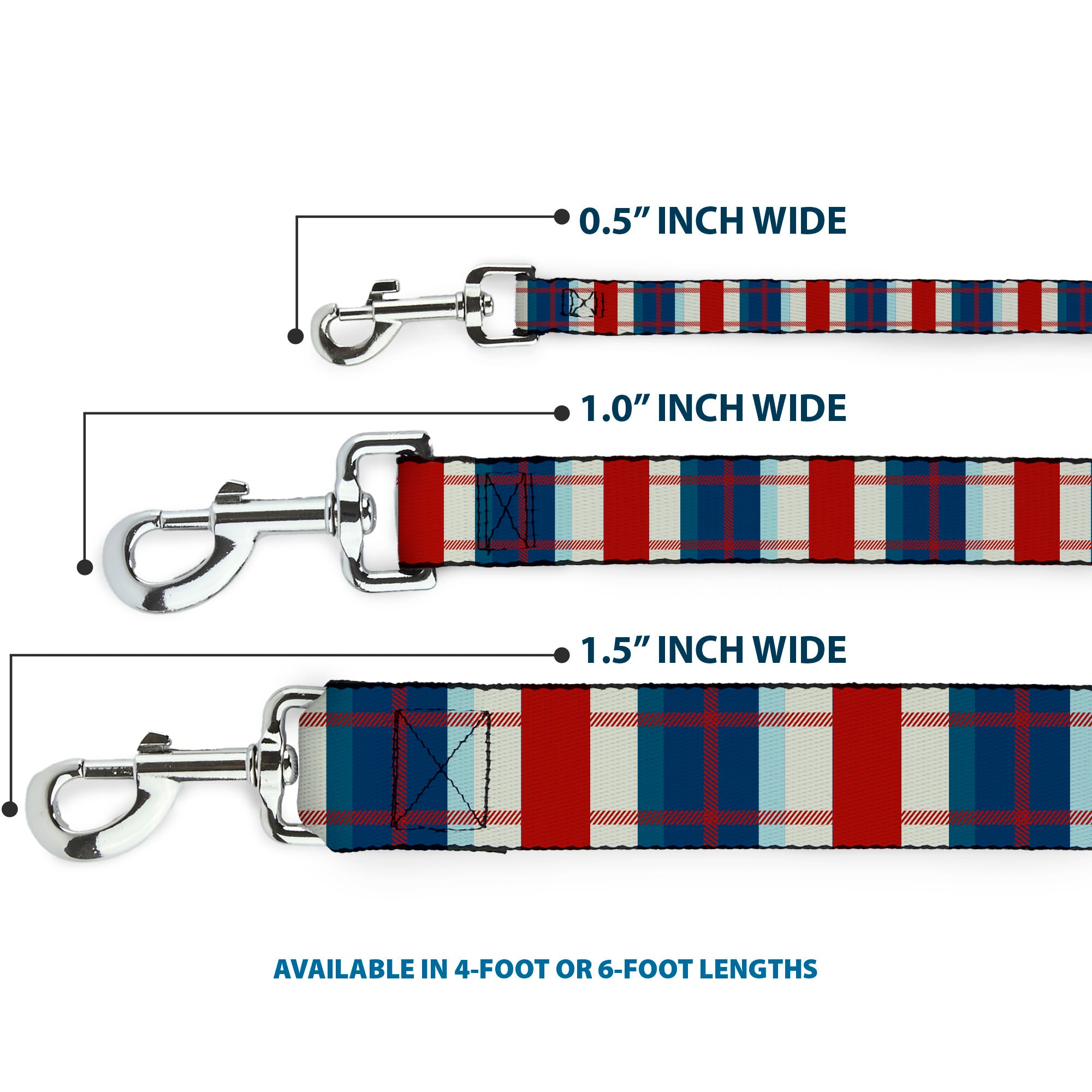 Dog Leash - Tartan Plaid Khaki/Blues/Red Dog Leashes Buckle-Down
