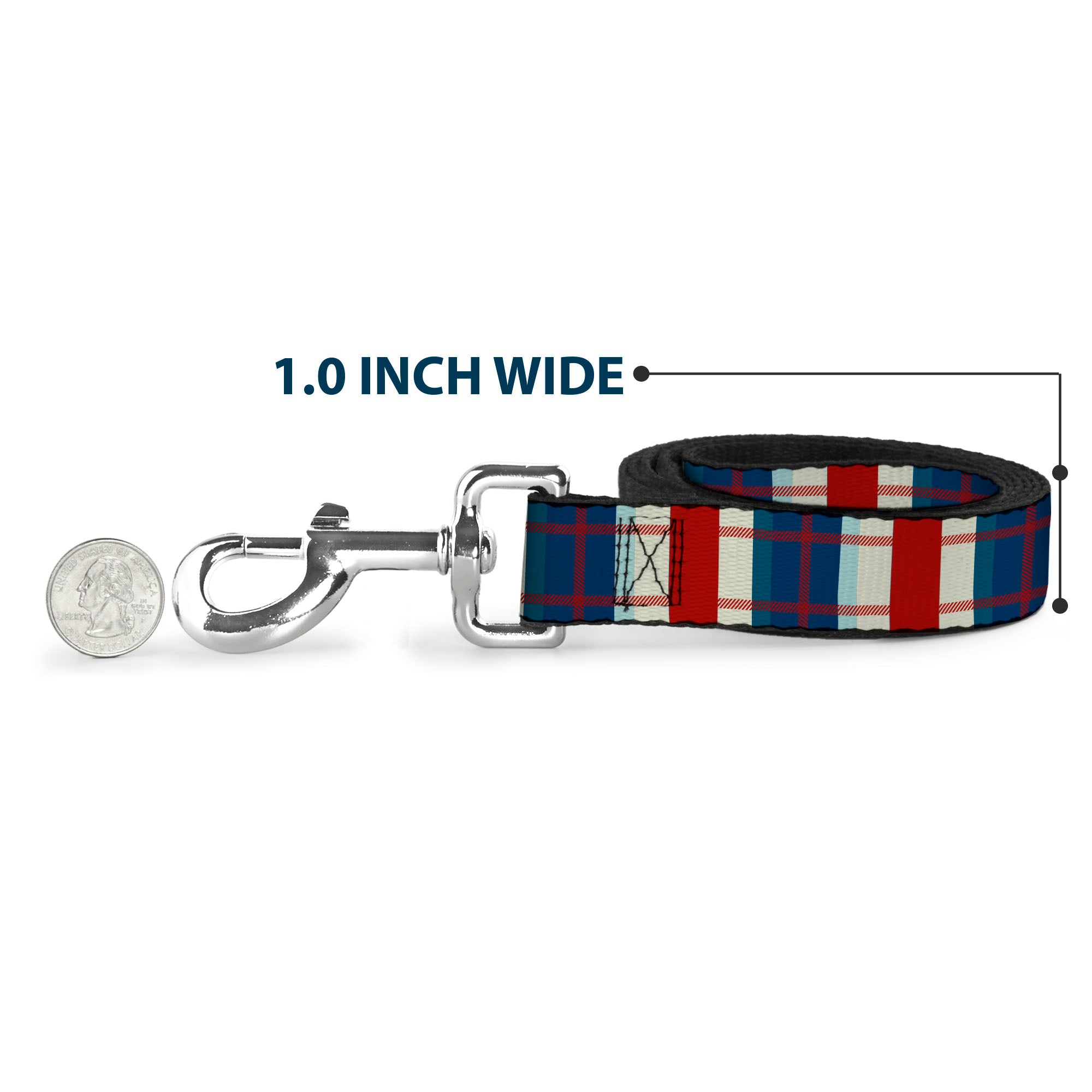 Dog Leash - Tartan Plaid Khaki/Blues/Red Dog Leashes Buckle-Down
