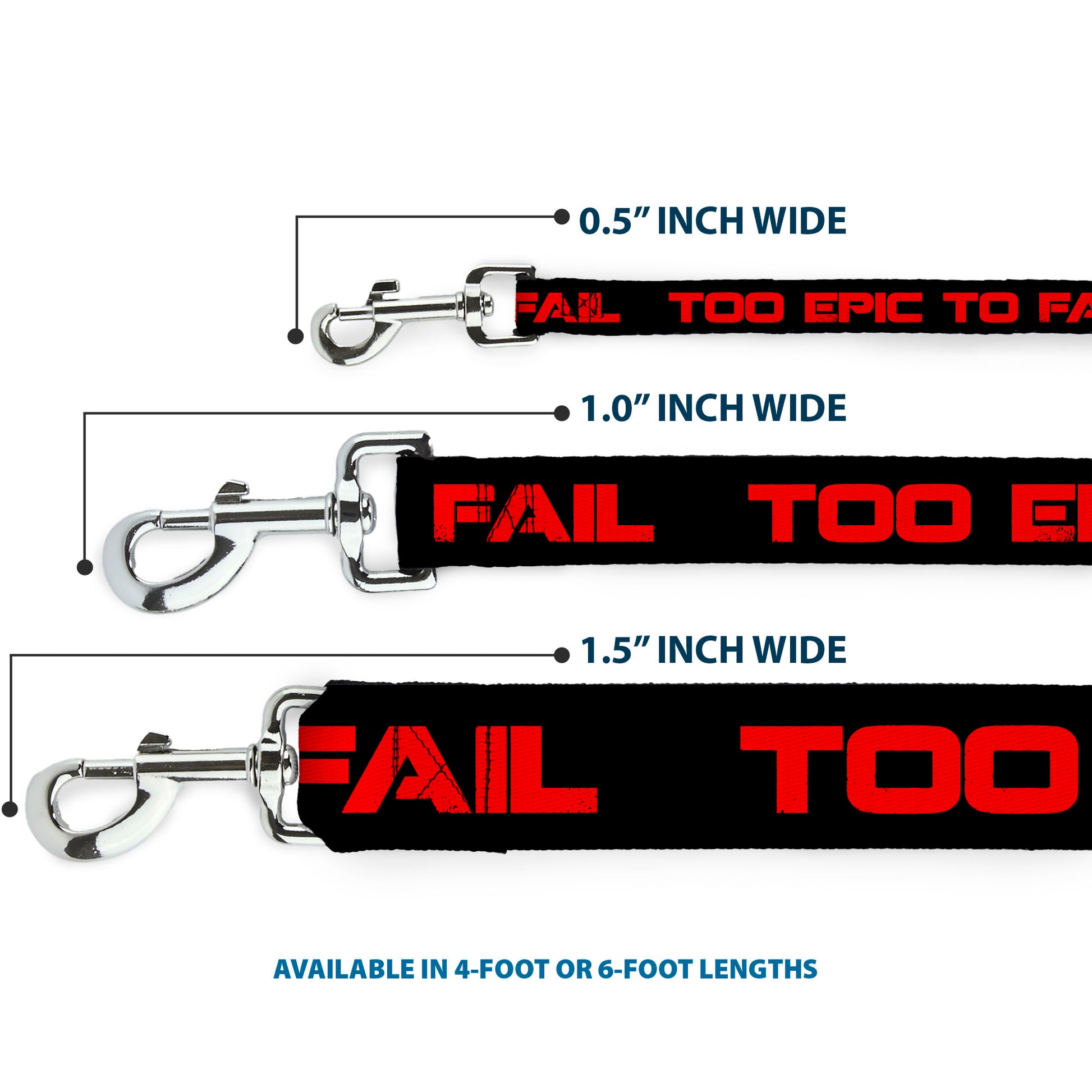 Dog Leash - TOO EPIC TO FAIL Weathered Black/Red Dog Leashes Buckle-Down