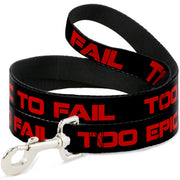 Dog Leash - TOO EPIC TO FAIL Weathered Black/Red Dog Leashes Buckle-Down