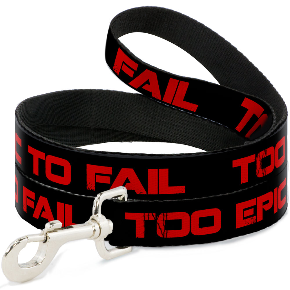 Dog Leash - TOO EPIC TO FAIL Weathered Black/Red Dog Leashes Buckle-Down