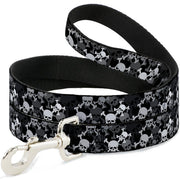 Dog Leash - Top Skulls Stacked Black/Gray/White Dog Leashes Buckle-Down