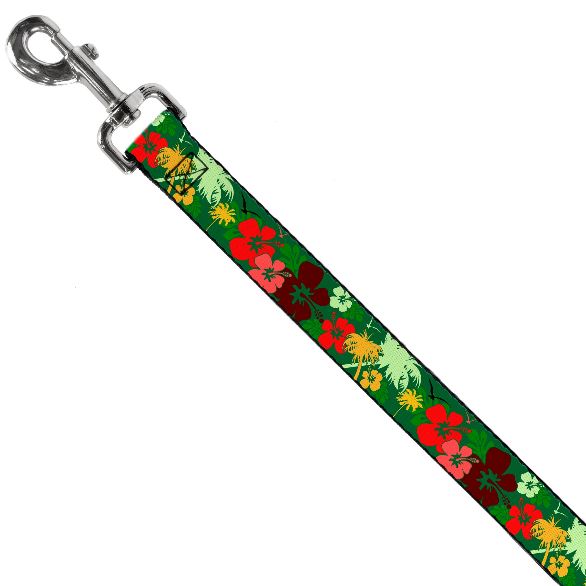 Dog Leash - Tropical Flora Greens/Reds/Gold Dog Leashes Buckle-Down